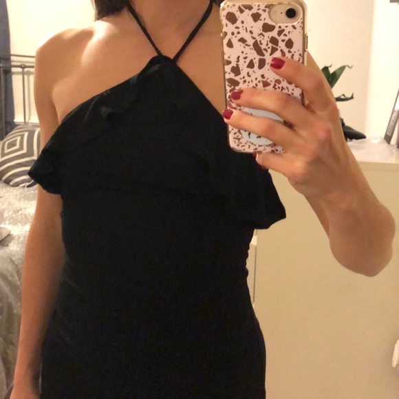 Fitted ribbed black dress - Picture 2 of 4